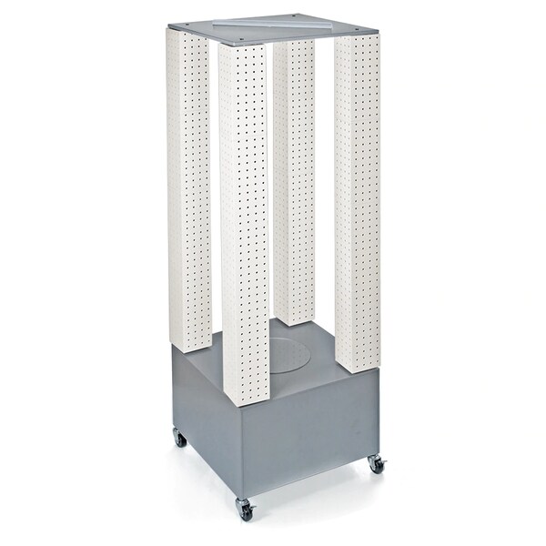 Azar Displays Multi-Tower Pegboard Floor Revolving Display Panel Size 4"W x 48"H 700228-WHT - main